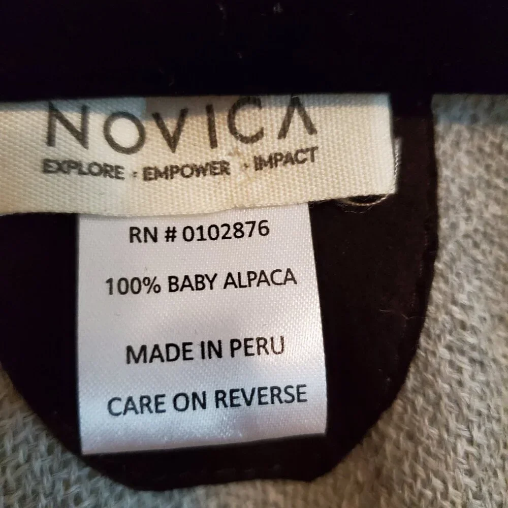 Novica Multicolored Striped Ruana Woven from 100% Baby Alpaca